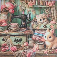 poyo☆彡猫とお花のヴィンテージおすそ分けファイル♡紙もの レース