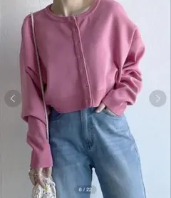 w closet 2WAY スナップボタン クロップドカーディガン ピンク　春