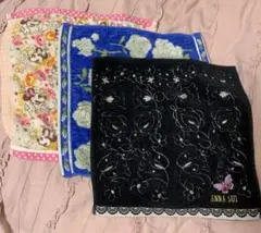 ANNA SUI 花柄ハンカチ 3枚セット