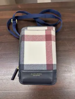 ブルーレーベル　ベージュクレストブリッジチェックPVCスマホポシェット