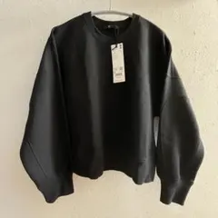 【タグ付き未使用】UNIQLO ドライクロップドスウェットシャツ +J 黒 S