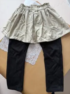 120 裏起毛　スカッツ　厚手　コーデュロイ　ウエストリボン　ベージュ　ブラック