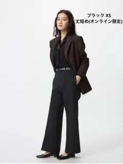 新品 ユニクロ スマートフレアパンツ 丈短め XS ブラック