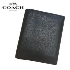 COACH 二つ折り財布 ブラック レザーのサムネイル
