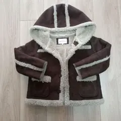 ブラウン フリース風 コート フード付き