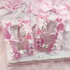 ホイップデコ クリアケースデコ リボン レース 量産型 ピンク