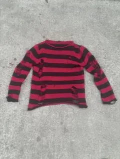 ボーダーニット　ニット　グランジ　ダメージ　カートコバーン風