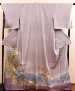 着物 正絹 友禅作家 哲 落款入り ブルーグレー地 花 K482ET - メルカリ