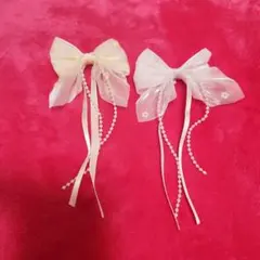 花柄リボン ヘアピン2個セット