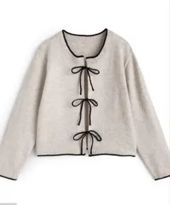 GRL 配色リボンニットカーディガン アイボリー [sd224]