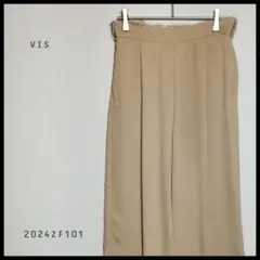 VIS ハイウエスト　ワイドレッグパンツ　ベージュ　バギーパンツ　カジュアル
