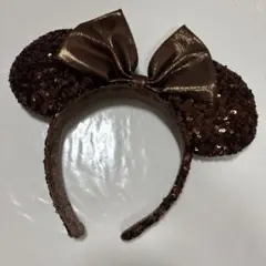 ミッキー耳カチューシャ ブラウン スパンコール
