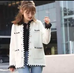 Apuweiser riche 配色デザインニットジャケット