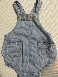 GAP デニムサロペット ベビー用 花柄刺繍