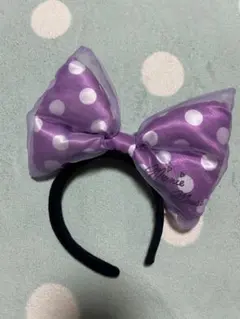 〈レア〉ミニーマウス 紫色 水玉 カチューシャ　ディズニー　ミニーちゃん