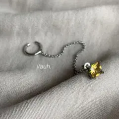ステンレス イエローcz chain ピアスイヤカフ　金アレ対応