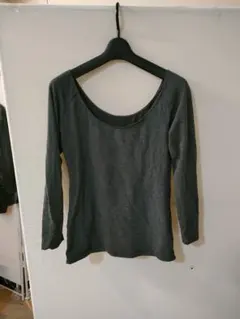 ぴ*ー様 GU スタイルヒート グレー ラウンドネック 長袖Tシャツ M