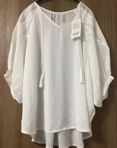 未使用　OLIVE des OLIVE 肩レースシフォンブラウス　ホワイトのサムネイル