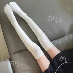 白色　ニーハイソックス　春夏秋 オーバーニーソックス　ハーイソックス　美脚　靴下