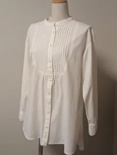 トップス　レディース　ピンタック 　シャツ　ブラウス　ホワイト　M