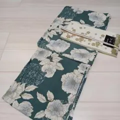 新品☆呉服屋♪吸水速乾！大人上品な芍薬　人気色　夏着物　浴衣３点セット