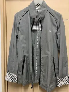 グレー ストライプ フード付きジャケット