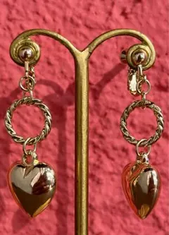 ハート型イヤリング ゴールド