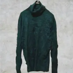インポート【XL】緑 ハイネック タートルネックセーター　大きいサイズ　C＆Ａ