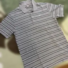 ナイキNike グレー ストライプ ポロシャツ XL