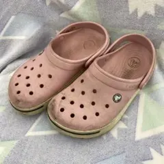 靴22 crocs ピンク クロックス サンダル 古着 ビーチ 24cm