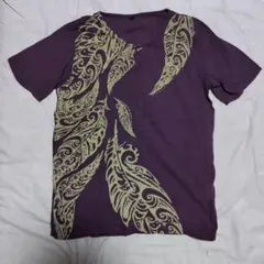 Amina チャイハネ 羽根模様 Tシャツ 紫色のサムネイル