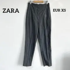 ZARA チェックプリーツパンツ テーパードパンツ ウエストタック