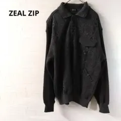 ZEAL ZIP　ポロシャツ　ダークグレー　カジュアル　F
