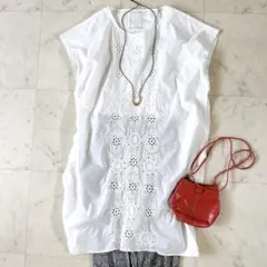 美品♡ビアズリー フロント刺繍フレンチワンピース チュニック ゆったりのサムネイル