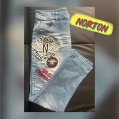 ✨NORTON（ノートン）✨メンズ ストレッチサガラ ワッペンデニムパンツのサムネイル