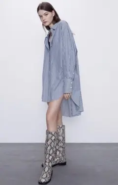 新品☆ZARA ザラ アシンメトリーシャツ XS. Blue