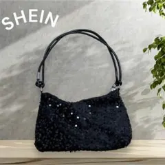 匿名 黒 スパンコール ハンドバッグ キラキラ ブラック パーティ　結婚式