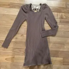 Cherimi シェリミー リブ編みブラウンニットワンピース フリーサイズ