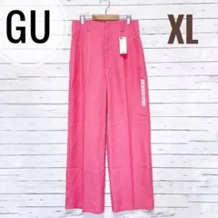 1774【ジーユー】カラースラックス ピンク タグ付き未使用品 薄手 きれいめ