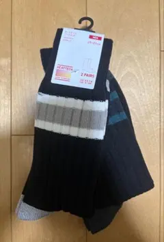 ユニクロ ヒートテックソックス 2足セット 25-27cm ブラック2種類