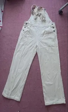 クリーム色 コーデュロイ サロペット