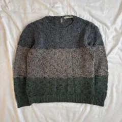 SUN CYPRIEN 配色カラーニット 薄手 短丈 バックボタン付 Sサイズ