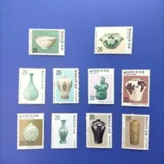 3682 外国切手 韓国 1977年 陶磁器 シリーズ 10種完