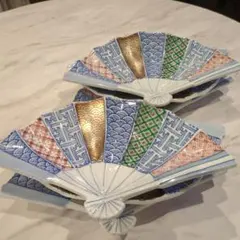 伊万里焼 鍋島瀬兵窯 青白磁 扇型皿 5枚セット 銘々皿 和皿 菓子皿