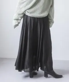 Apart by　シアーボリュームスカート ブラック　フリーサイズ