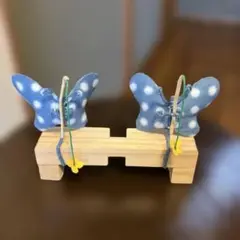 蝶々の魚釣り　置物