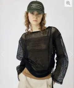 新品★MESH LSTシャツ マウジー MOUSSY メッシュ　長袖　黒　④