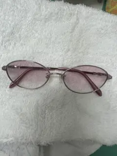 ★値下げシルバー メタルフレーム ピンクレンズ 度あります