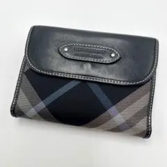 希少 バーバリー ブルー レーベル 二つ折り財布 ノバチェック ブラック ブルーのサムネイル