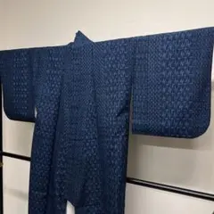 小紋　紬　紬地　絣　格子　藍染　着物　021tz